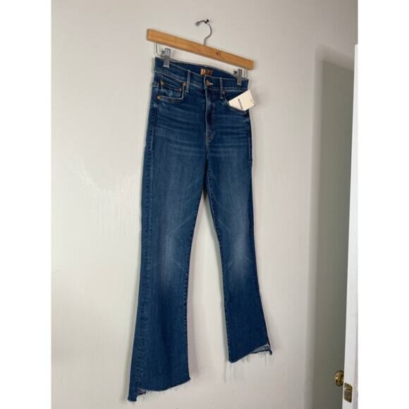 NWT Mother The Insider Crop Step Fray Bootcut Denim Jeans in Teaming Up Wash - Picture 3 of 10